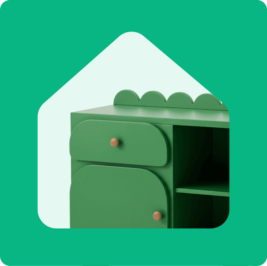 Green hallway cabinet