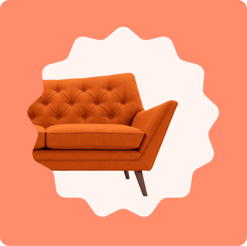 Orange mid-century sofa