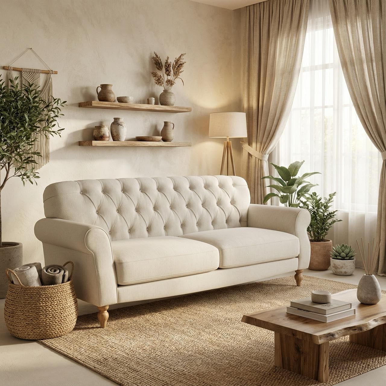 Wellness furniture lifestyle scene — Soft, restorative retreat